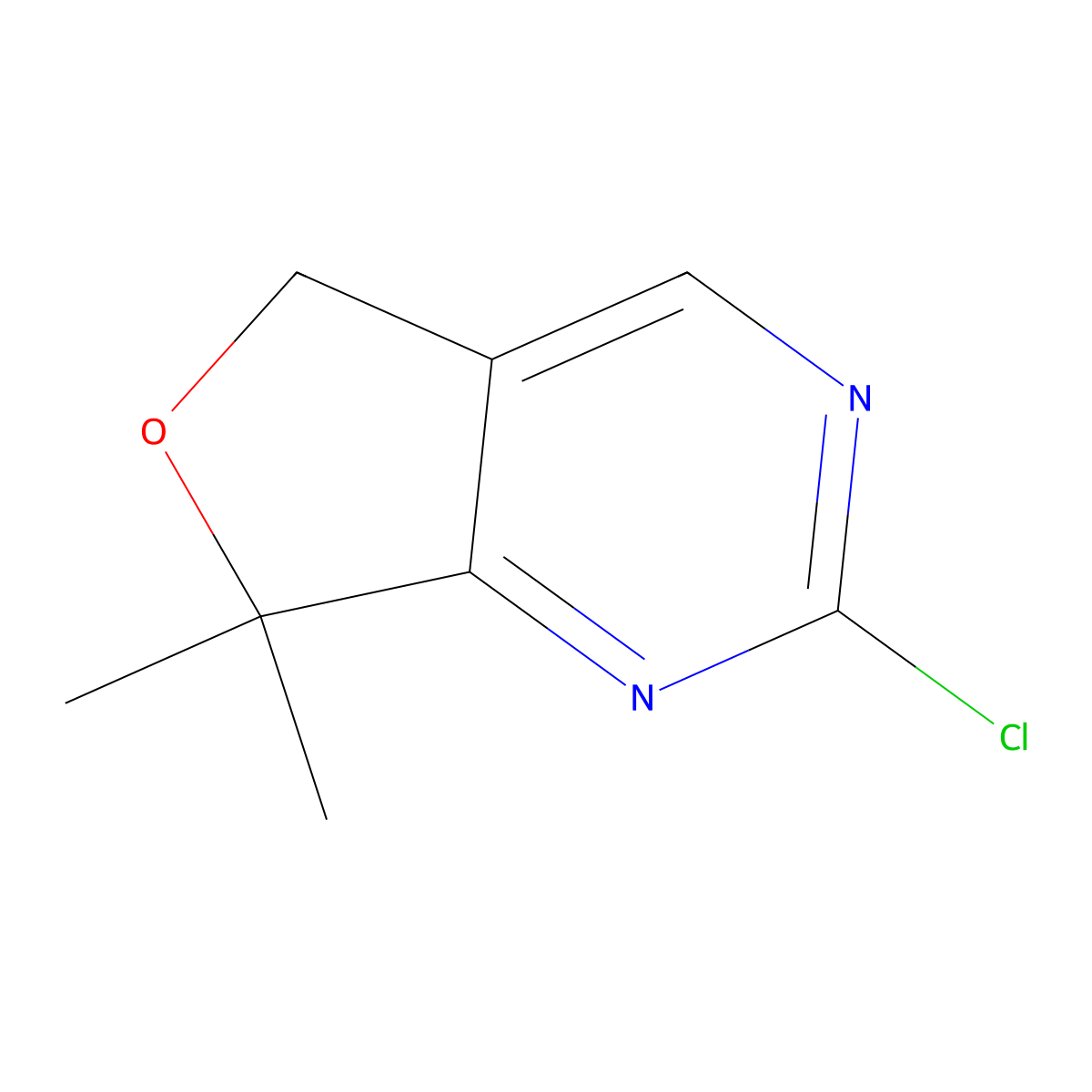2-chloro-7,7-dimethyl-5H,7H-furo[3,4-d]pyrimidine molecular structure, CAS 1866888-96-1