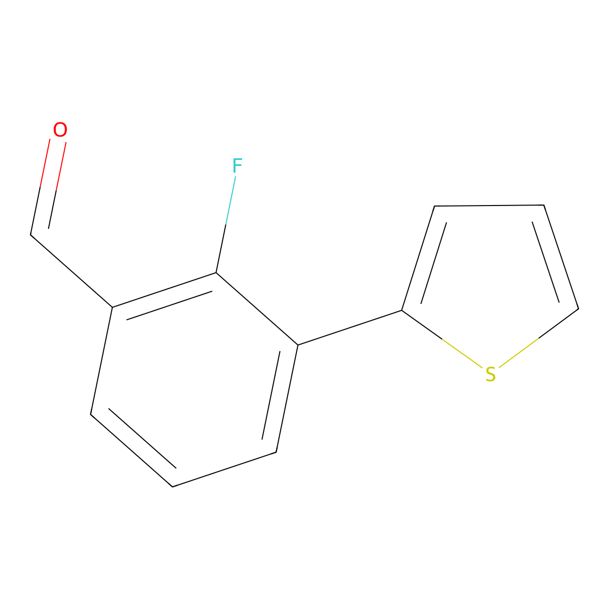 2-Fluoro-3-(thiophen-2-yl)benzaldehyde molecular structure, CAS 1866892-00-3