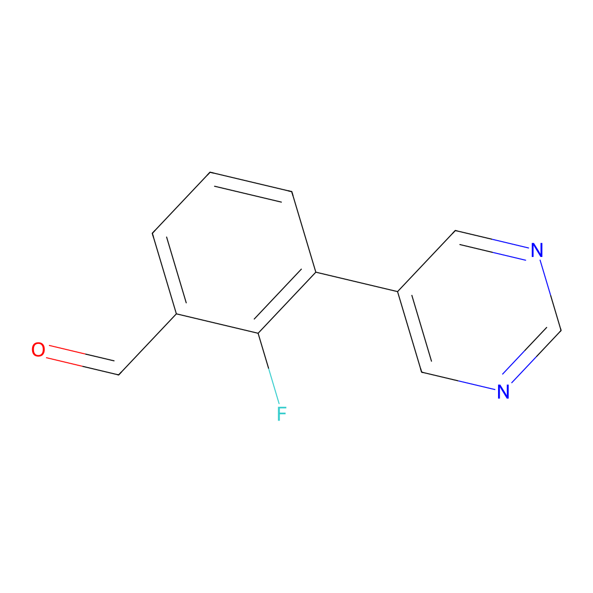 2-Fluoro-3-(pyrimidin-5-yl)benzaldehyde molecular structure, CAS 1866892-13-8