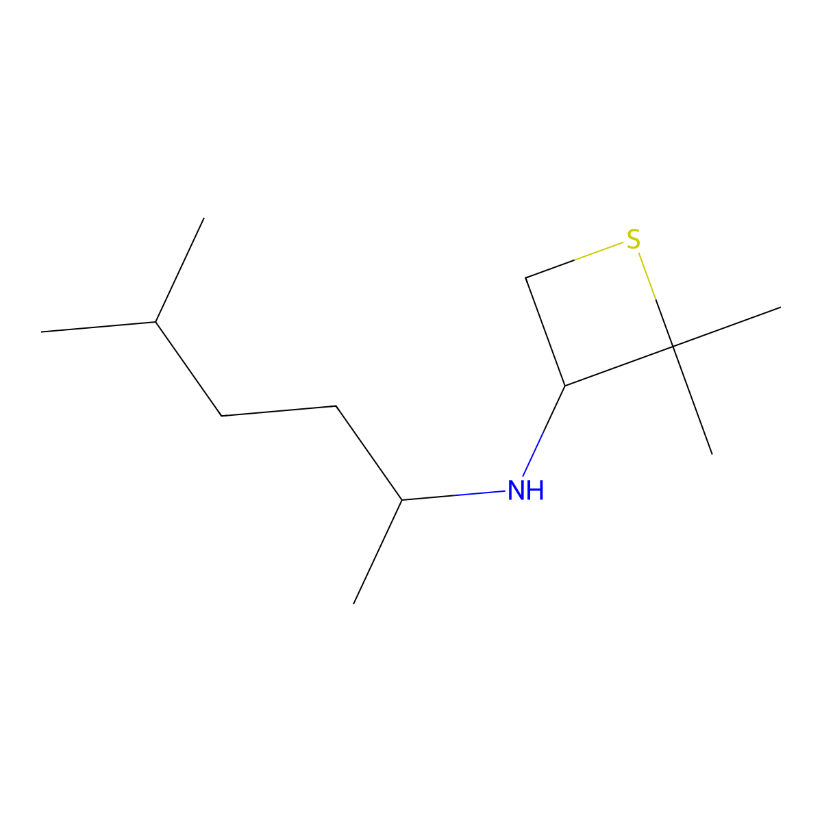 2,2-Dimethyl-N-(5-methylhexan-2-yl)thietan-3-amine molecular structure, CAS 1866907-45-0