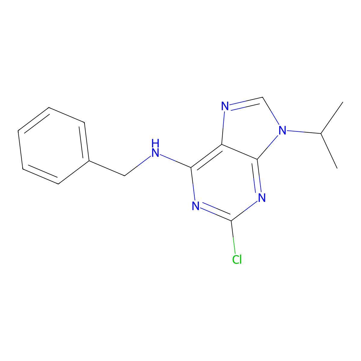 N-Benzyl-2-chloro-9-isopropyl-9H-purin-6-amine molecular structure, CAS 186692-41-1
