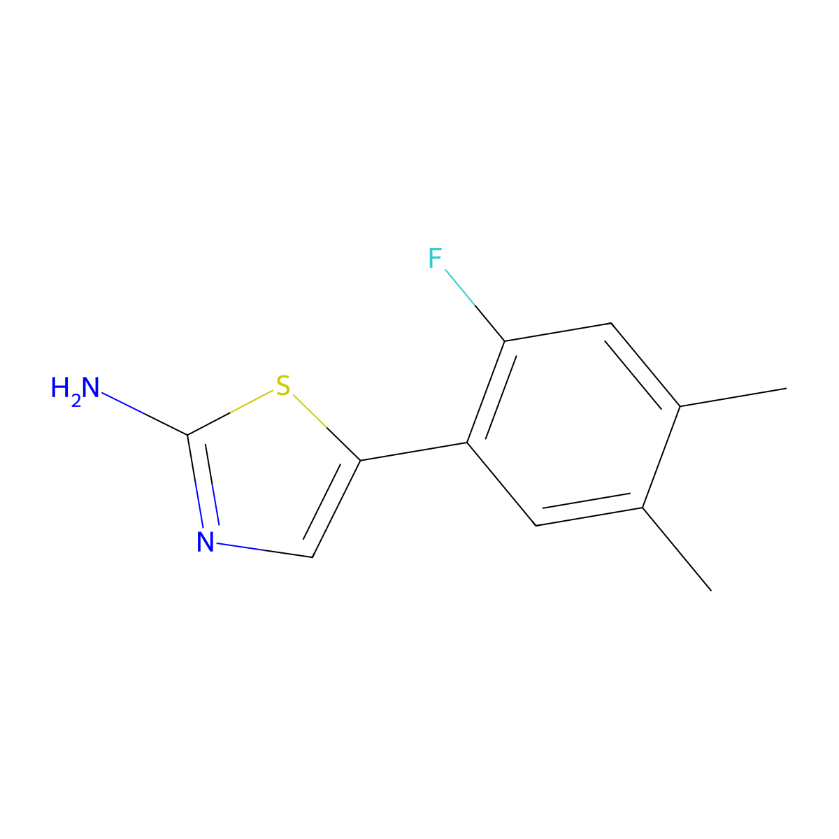 5-(2-Fluoro-4,5-dimethylphenyl)thiazol-2-amine molecular structure, CAS 1866932-76-4