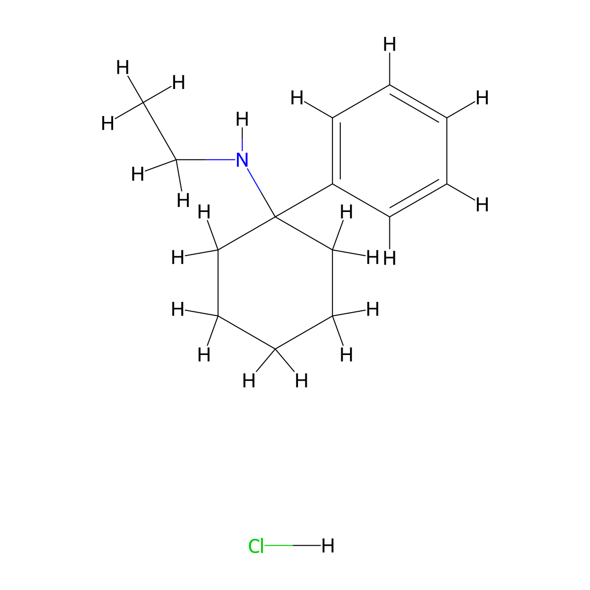 N-ethyl-1-phenylcyclohexylamine hydrochloride molecular structure, CAS 1867-64-7