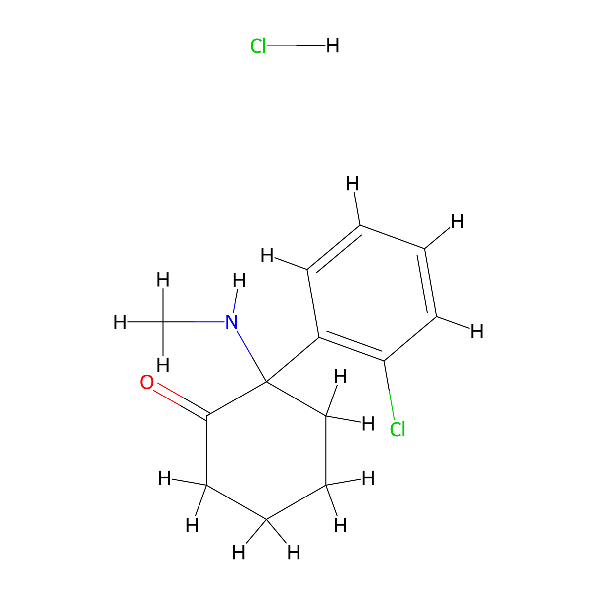 Ketamine Hydrochloride molecular structure, CAS 1867-66-9