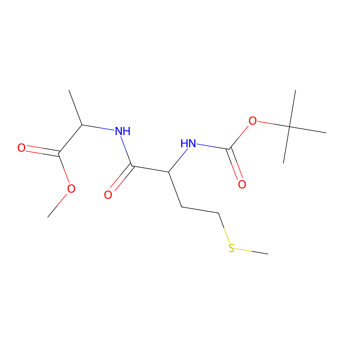 Methyl 2-(2-{[(tert-butoxy)carbonyl]amino}-4-(methylsulfanyl)butanamido)propanoate molecular structure, CAS 18670-99-0