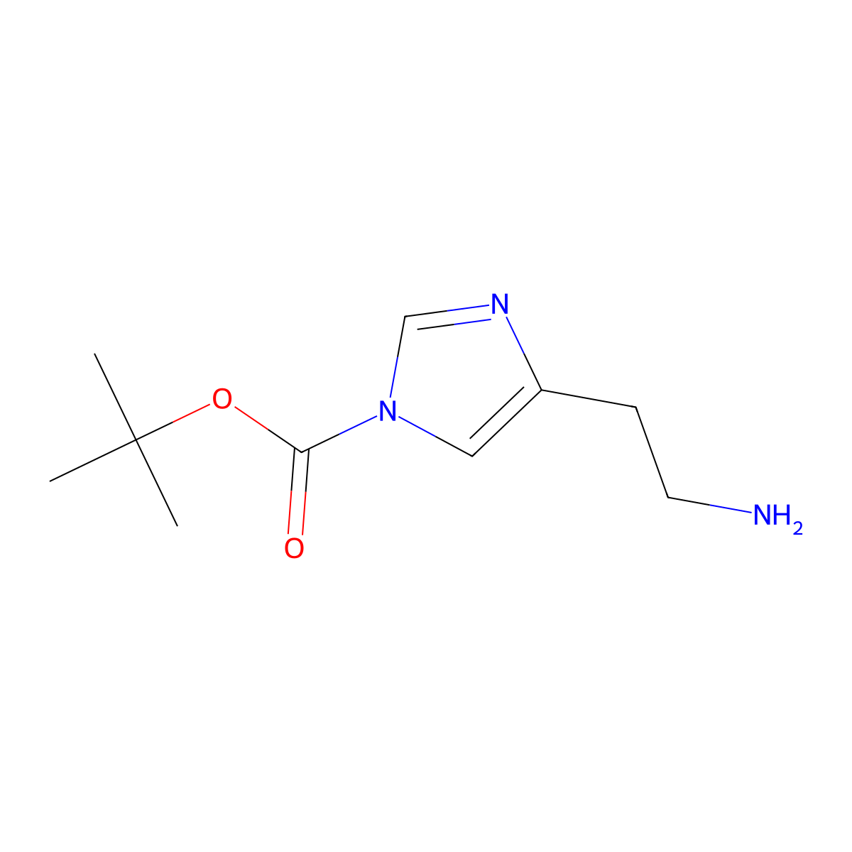 Tert-butyl 4-(2-aminoethyl)-1H-imidazole-1-carboxylate molecular structure, CAS 186700-06-1