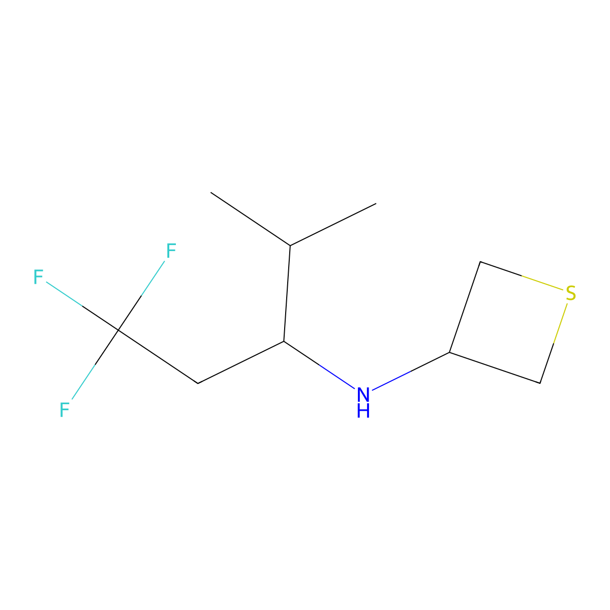 N-(1,1,1-Trifluoro-4-methylpentan-3-yl)thietan-3-amine molecular structure, CAS 1867004-40-7