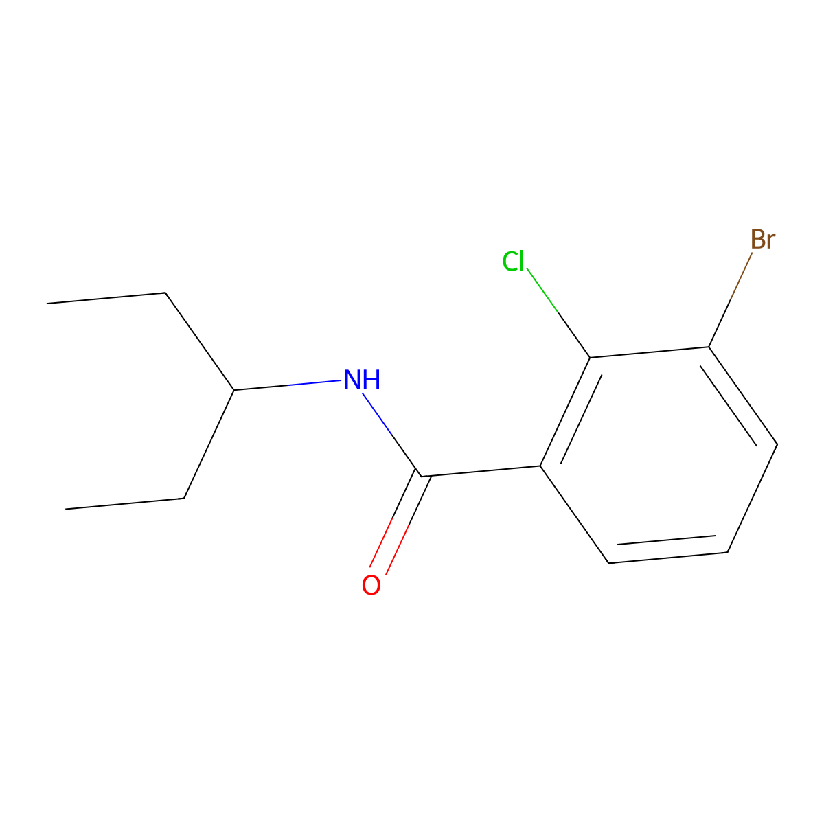 3-Bromo-2-chloro-N-(1-ethylpropyl)benzamide molecular structure, CAS 1867005-17-1