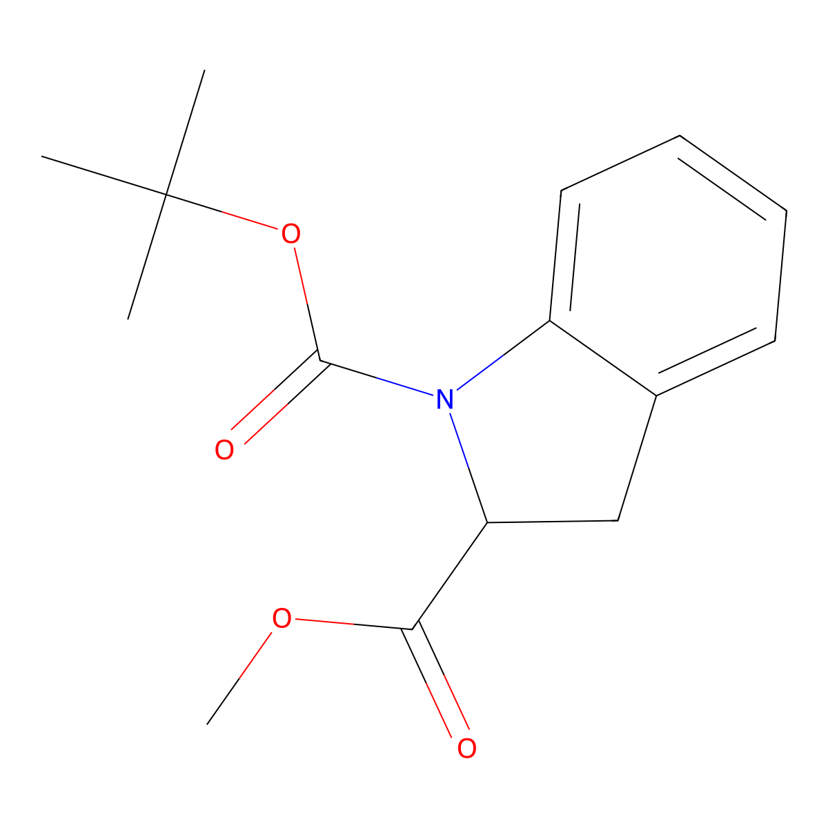 1-(Tert-butyl) 2-methyl 1,2-indolinedicarboxylate molecular structure, CAS 186704-03-0
