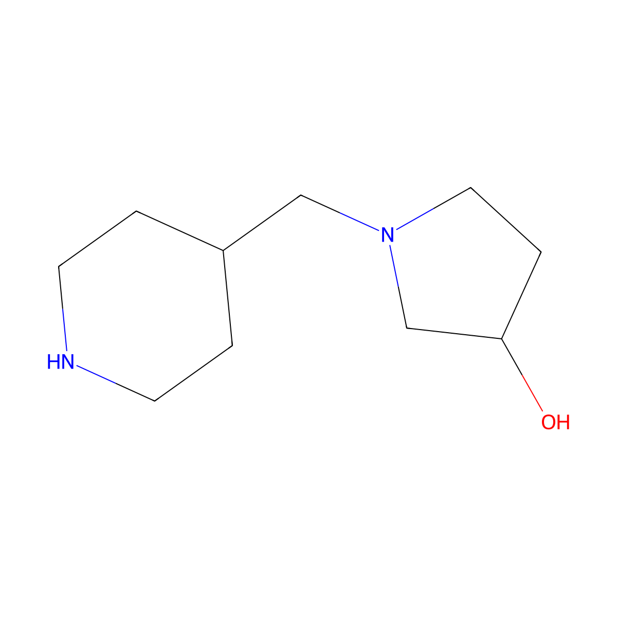 (3S)-1-[(piperidin-4-yl)methyl]pyrrolidin-3-ol molecular structure, CAS 1867057-62-2