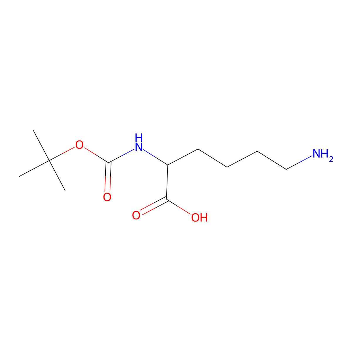 N2-[(1,1-dimethylethoxy)carbonyl]-L-lysine molecular structure, CAS 186706-75-2