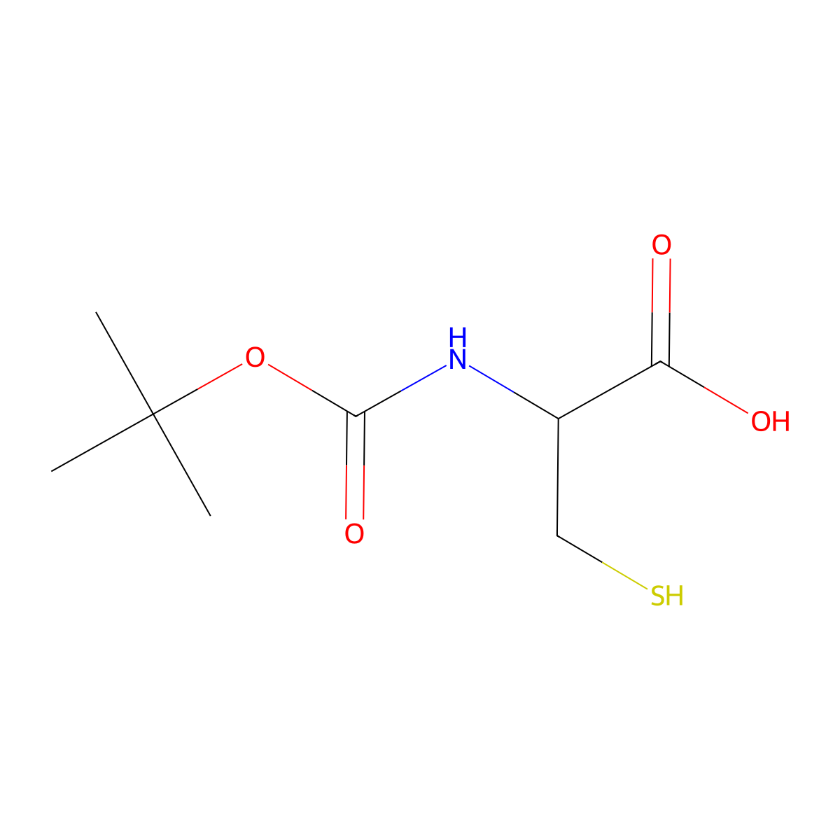 2-((tert-Butoxycarbonyl)amino)-3-mercaptopropanoic acid molecular structure, CAS 186706-80-9