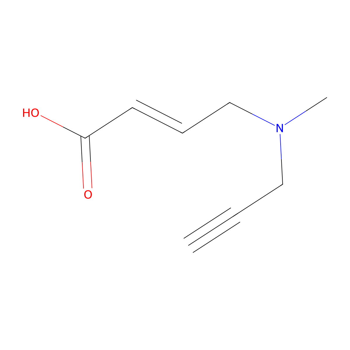 (E)-4-[Methyl(prop-2-ynyl)amino]but-2-enoic acid molecular structure, CAS 1867088-08-1