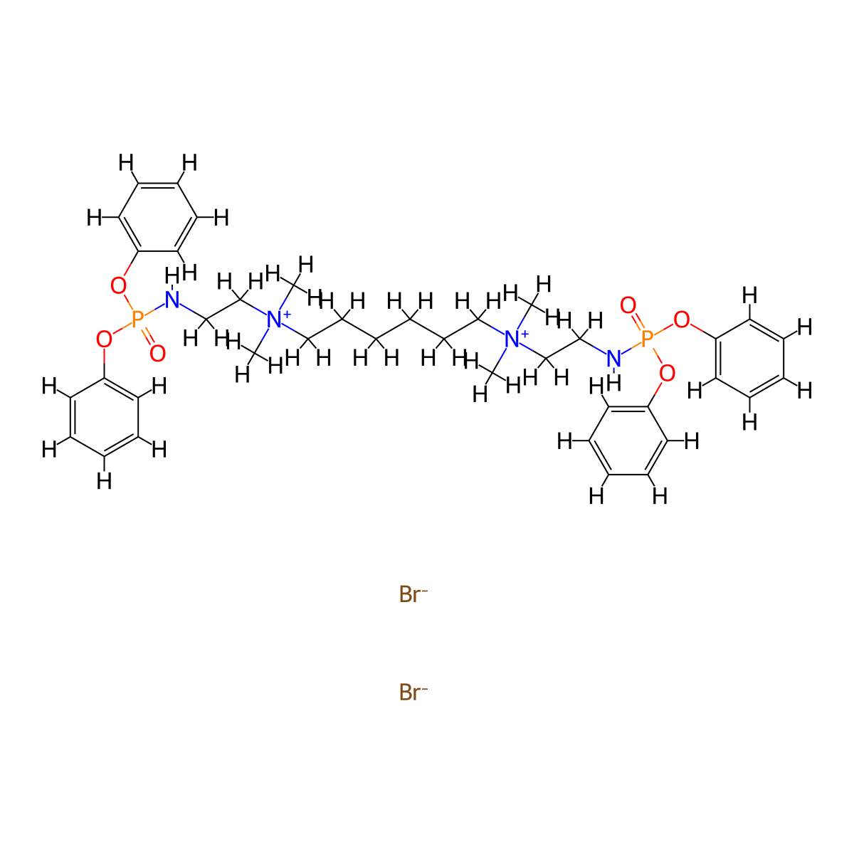 Ammonium, hexamethylenebis(dimethyl(2-(phosphonoamino)ethyl)-, dibromide, tetraphenyl ester molecular structure, CAS 18671-85-7