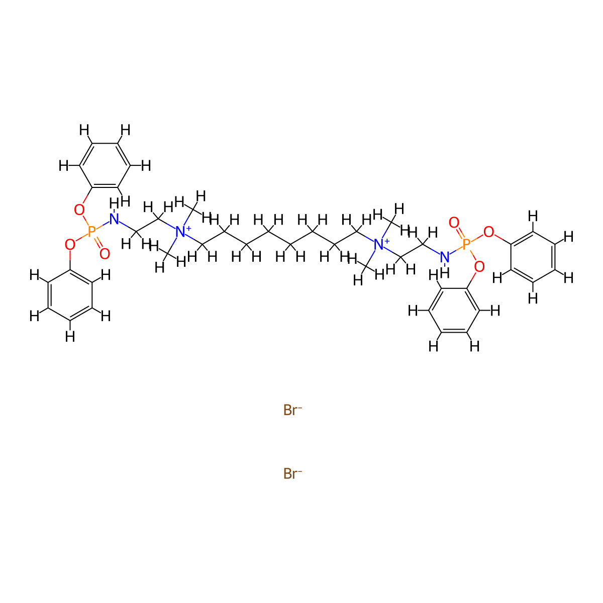 Ammonium, octamethylenebis(dimethyl(2-(phosphonoamino)ethyl)-, dibromide, tetraphenyl ester molecular structure, CAS 18671-87-9