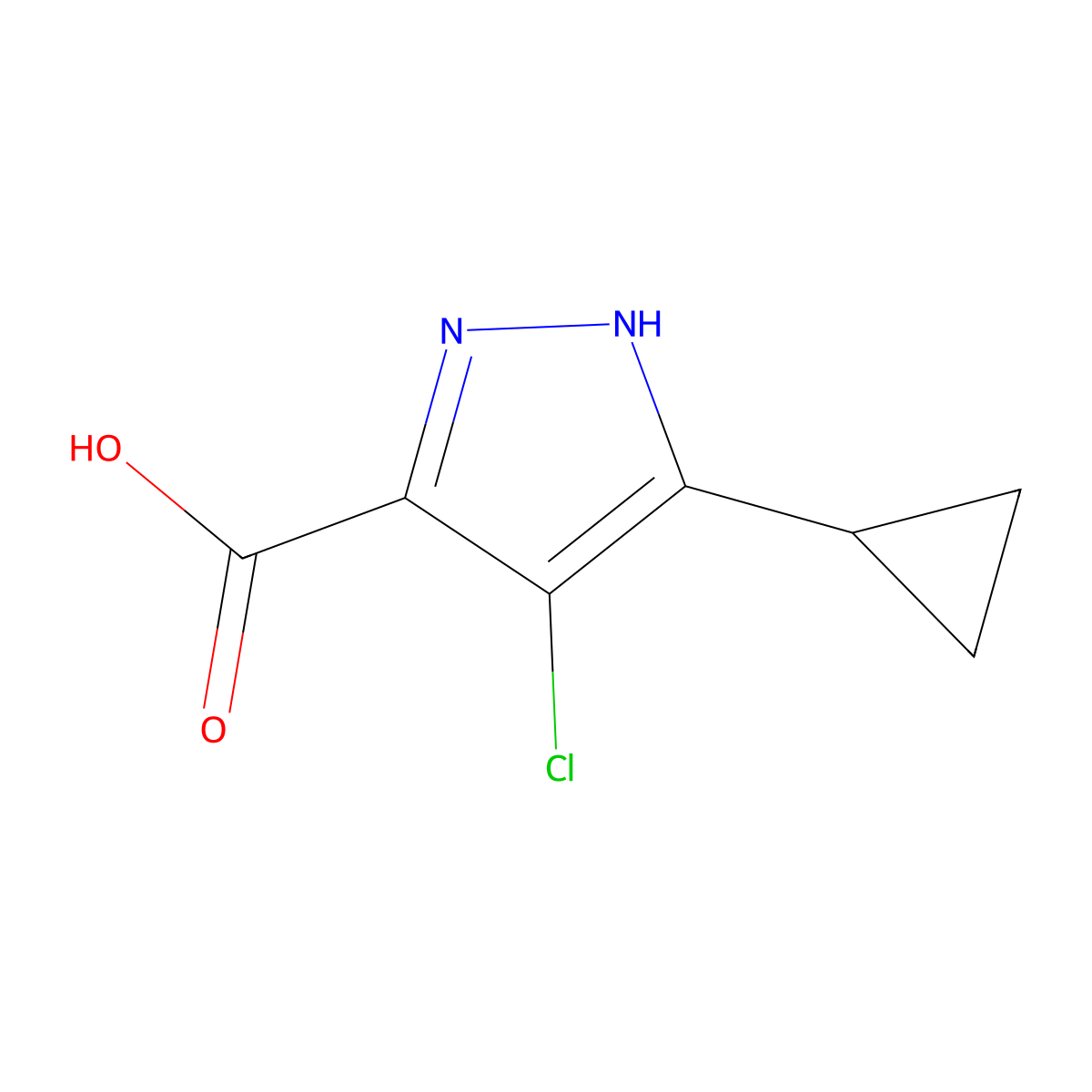 4-chloro-3-cyclopropyl-1H-pyrazole-5-carboxylic acid molecular structure, CAS 1867157-17-2