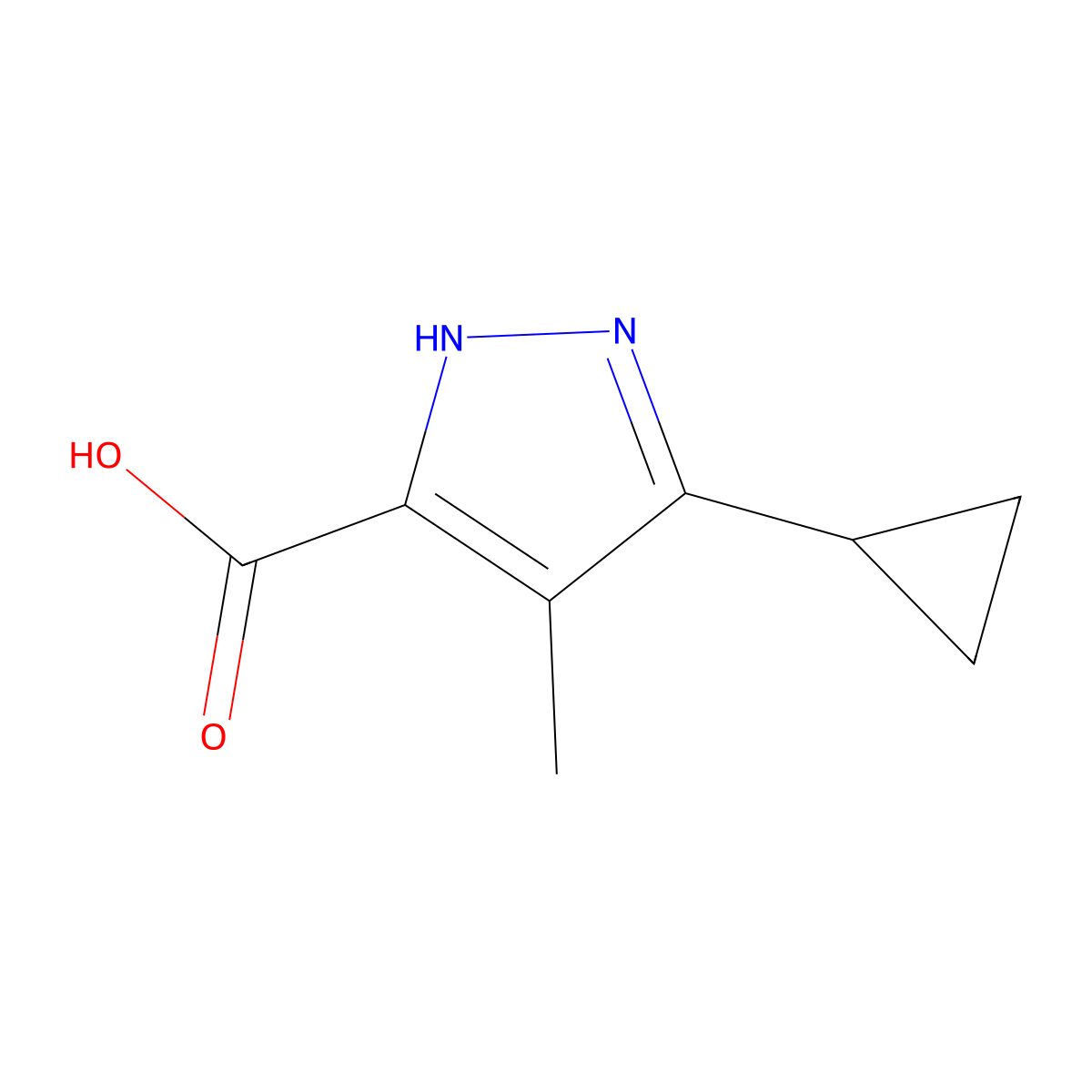 3-cyclopropyl-4-methyl-1H-pyrazole-5-carboxylic acid molecular structure, CAS 1867157-28-5