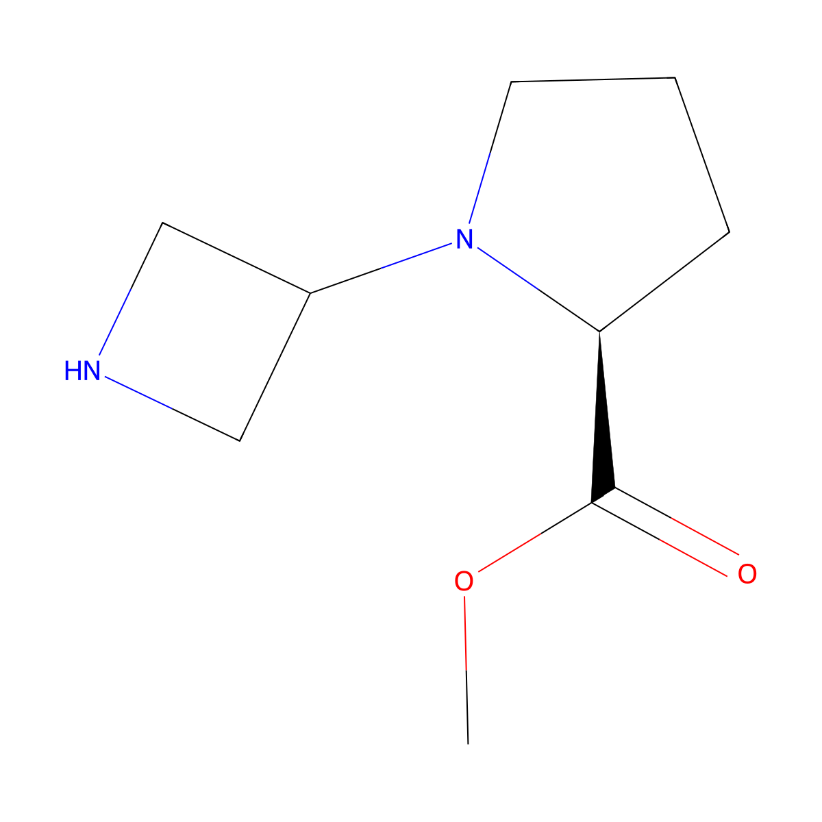 methyl (2S)-1-(azetidin-3-yl)pyrrolidine-2-carboxylate molecular structure, CAS 1867207-87-1