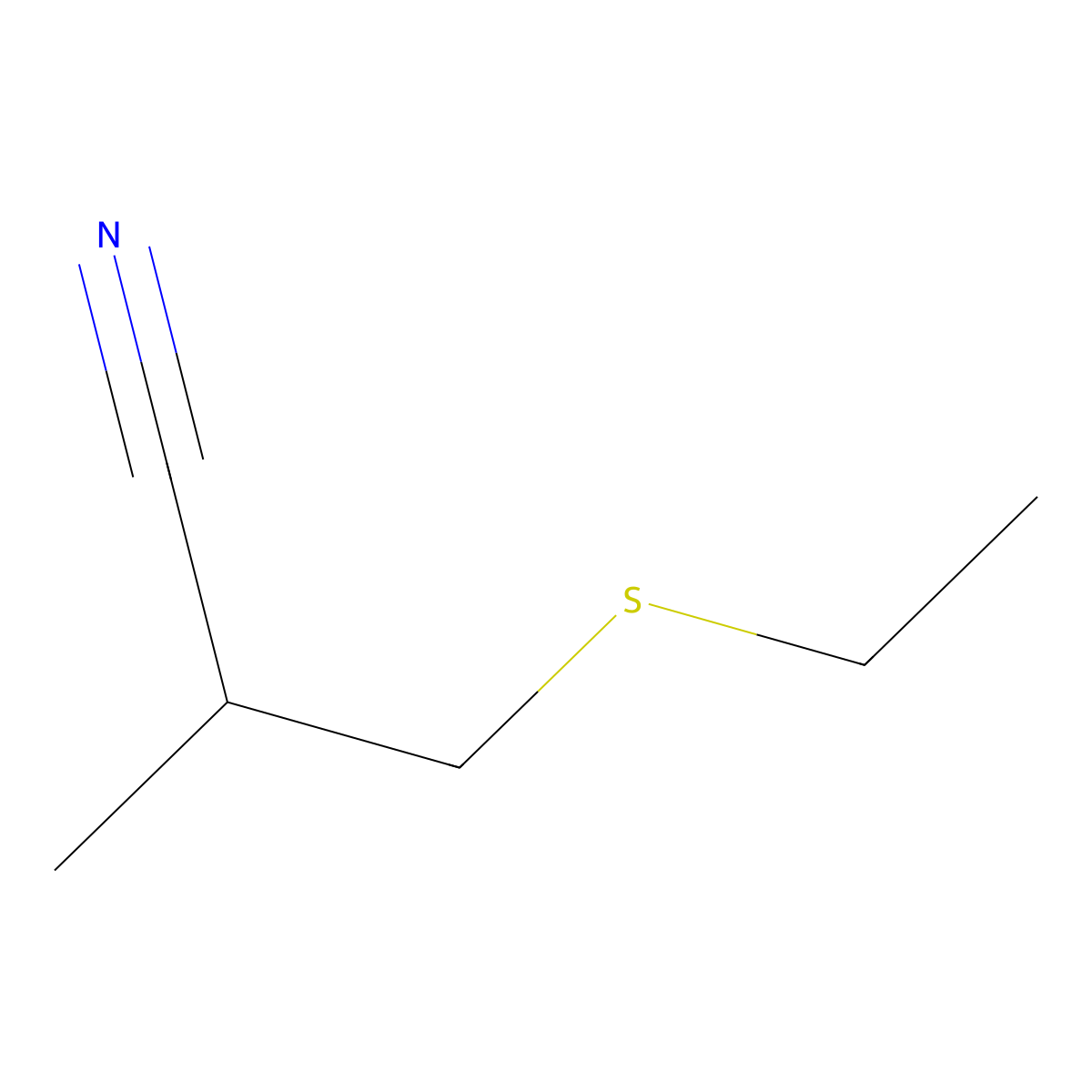 3-(Ethylthio)-2-methylpropanenitrile molecular structure, CAS 18673-12-6