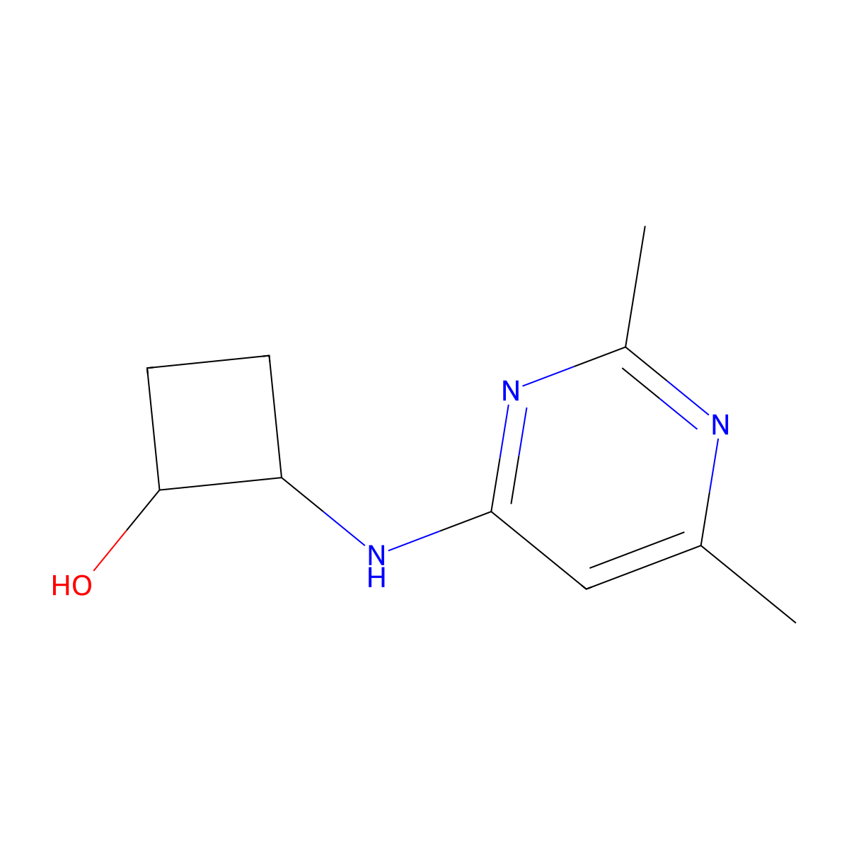 (1R,2R)-2-[(2,6-Dimethylpyrimidin-4-yl)amino]cyclobutan-1-ol molecular structure, CAS 1867312-77-3