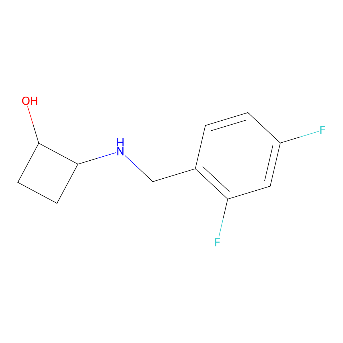 trans-2-{[(2,4-Difluorophenyl)methyl]amino}cyclobutan-1-ol molecular structure, CAS 1867350-62-6