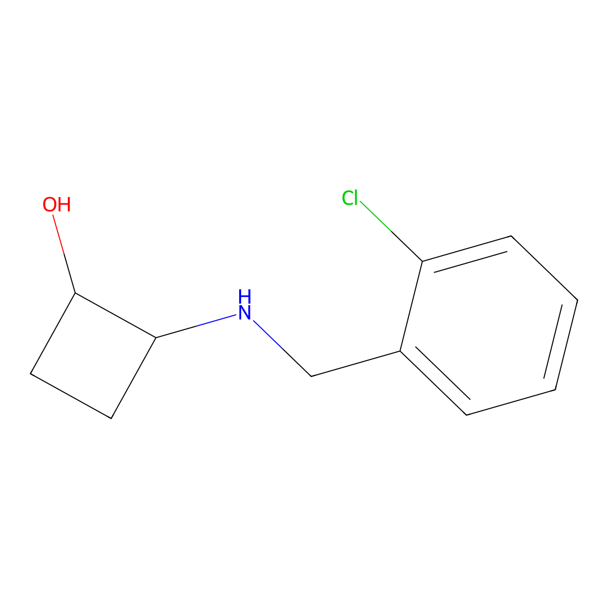 trans-2-{[(2-Chlorophenyl)methyl]amino}cyclobutan-1-ol molecular structure, CAS 1867447-47-9