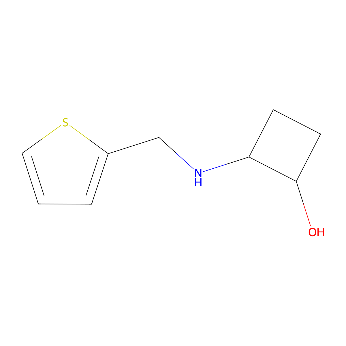 trans-2-{[(Thiophen-2-yl)methyl]amino}cyclobutan-1-ol molecular structure, CAS 1867505-96-1