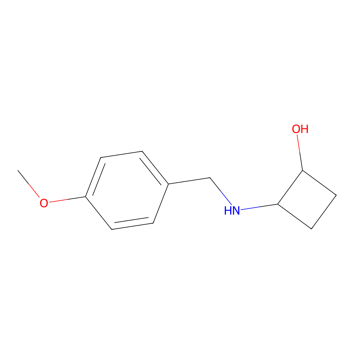 trans-2-{[(4-Methoxyphenyl)methyl]amino}cyclobutan-1-ol molecular structure, CAS 1867521-07-0