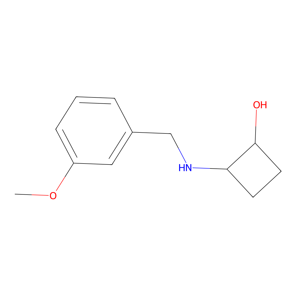 trans-2-{[(3-Methoxyphenyl)methyl]amino}cyclobutan-1-ol molecular structure, CAS 1867559-65-6