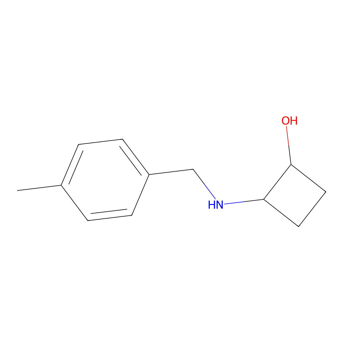 trans-2-{[(4-Methylphenyl)methyl]amino}cyclobutan-1-ol molecular structure, CAS 1867576-67-7