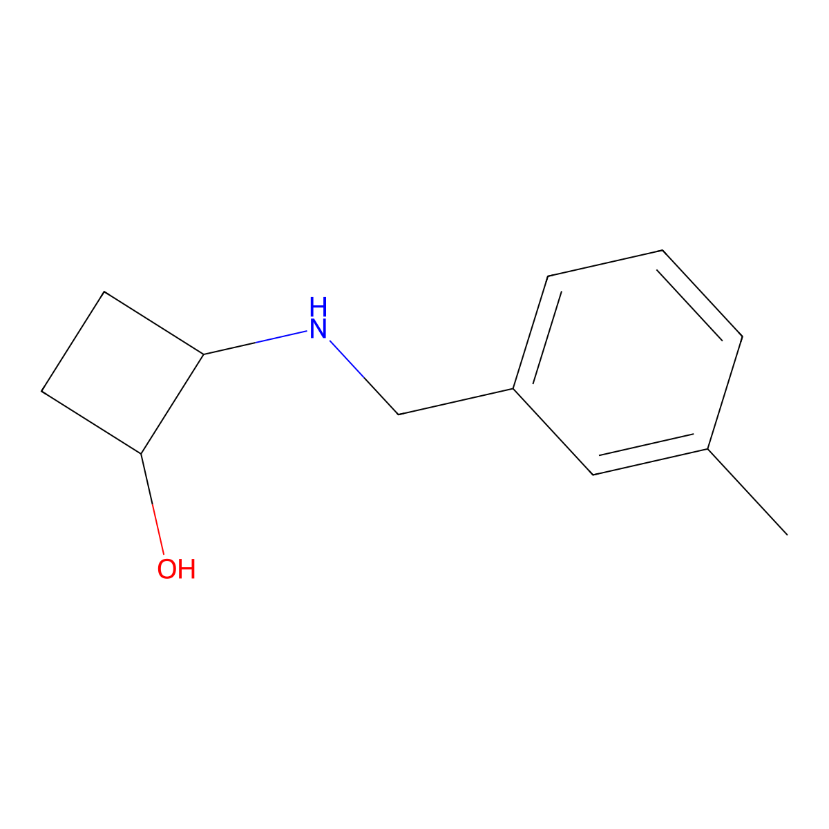 trans-2-{[(3-Methylphenyl)methyl]amino}cyclobutan-1-ol molecular structure, CAS 1867609-80-0