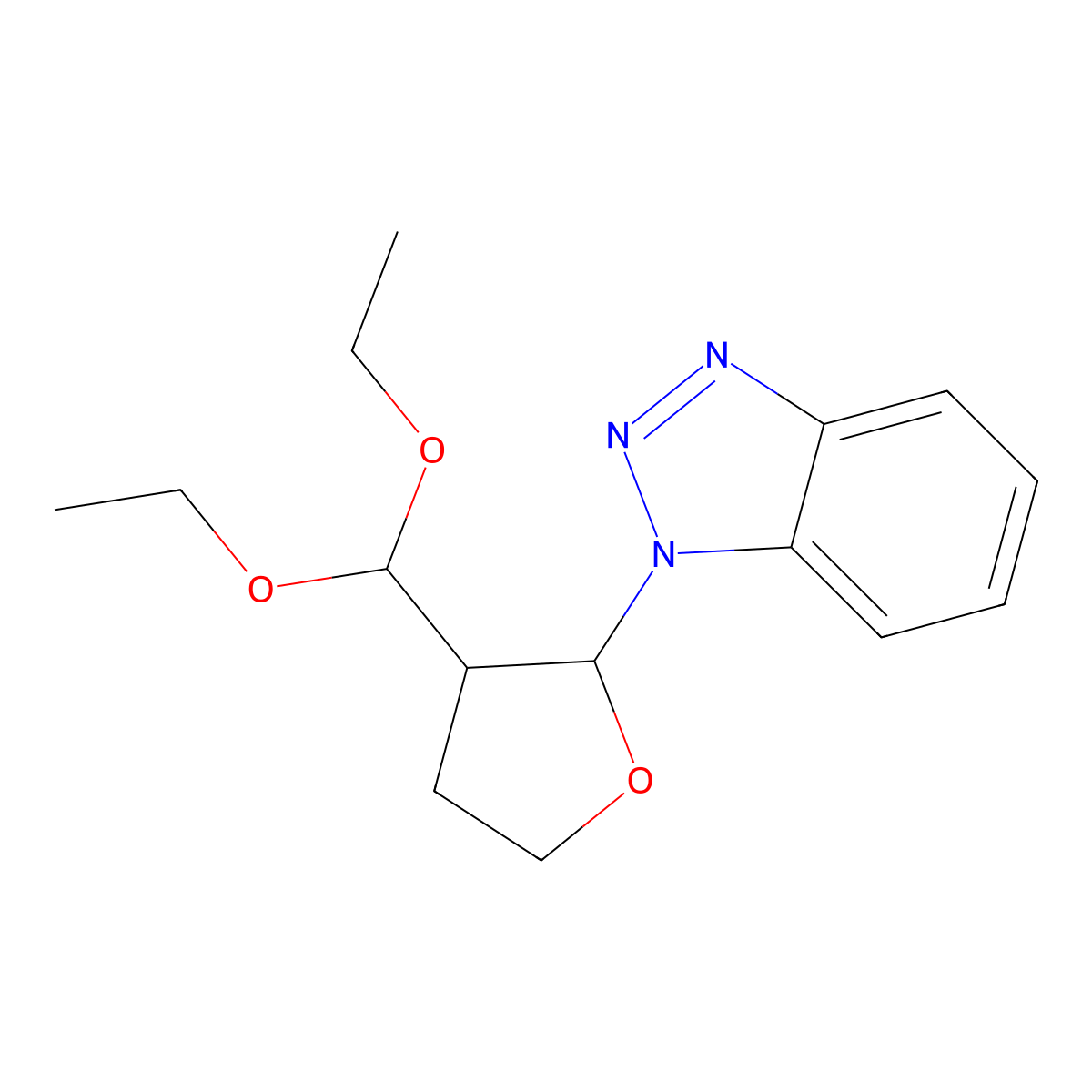 1-[3-(Diethoxymethyl)oxolan-2-yl]-1H-1,2,3-benzotriazole molecular structure, CAS 186762-60-7