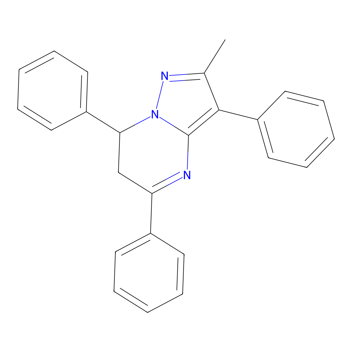 2-Methyl-3,5,7-triphenyl-6,7-dihydropyrazolo[1,5-a]pyrimidine molecular structure, CAS 186763-24-6