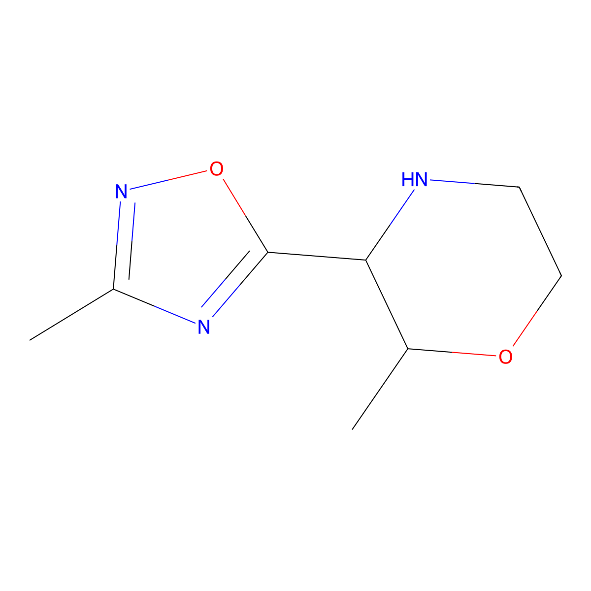 (2R,3S)-2-Methyl-3-(3-methyl-1,2,4-oxadiazol-5-yl)morpholine molecular structure, CAS 1867662-40-5