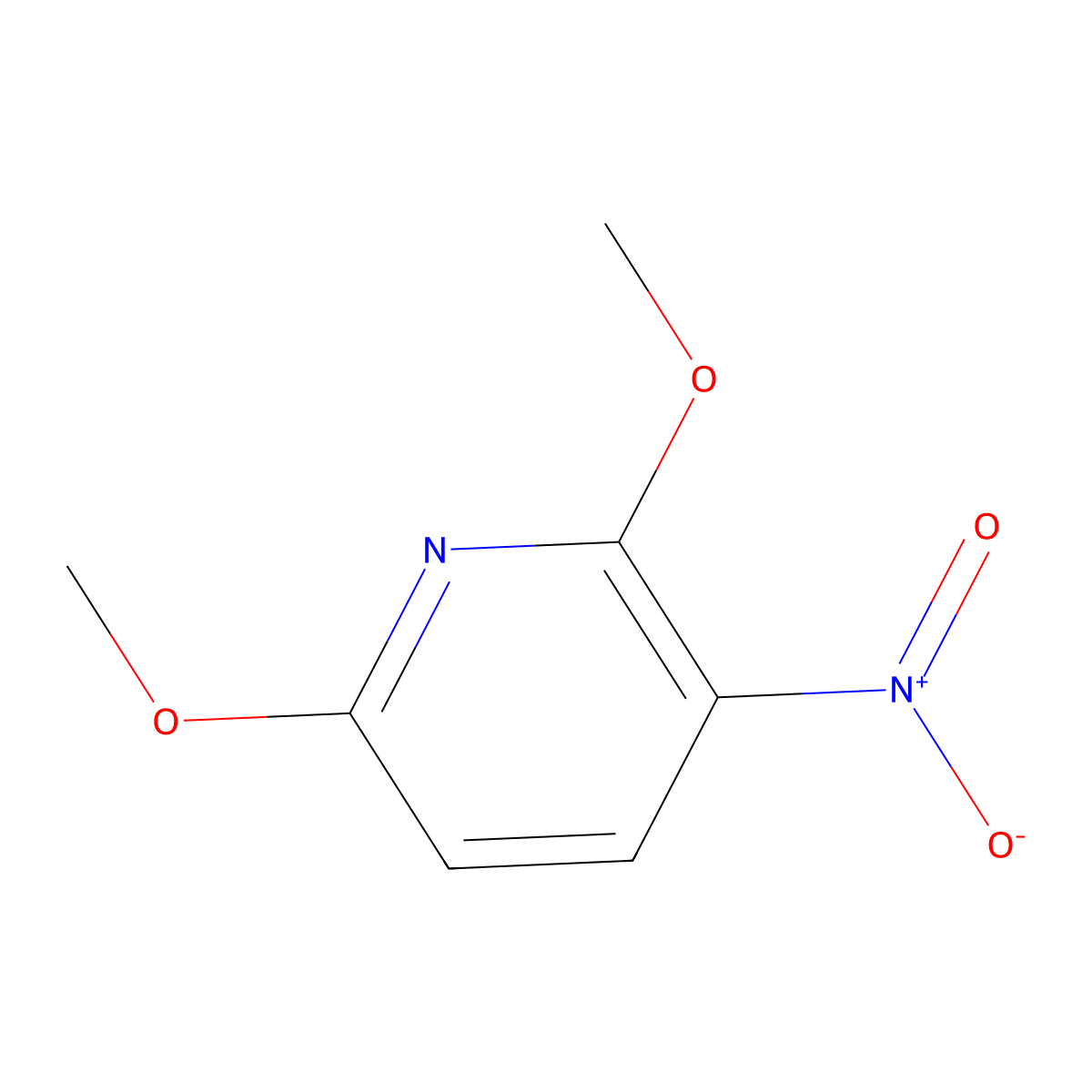 2,6-Dimethoxy-3-nitropyridine molecular structure, CAS 18677-41-3