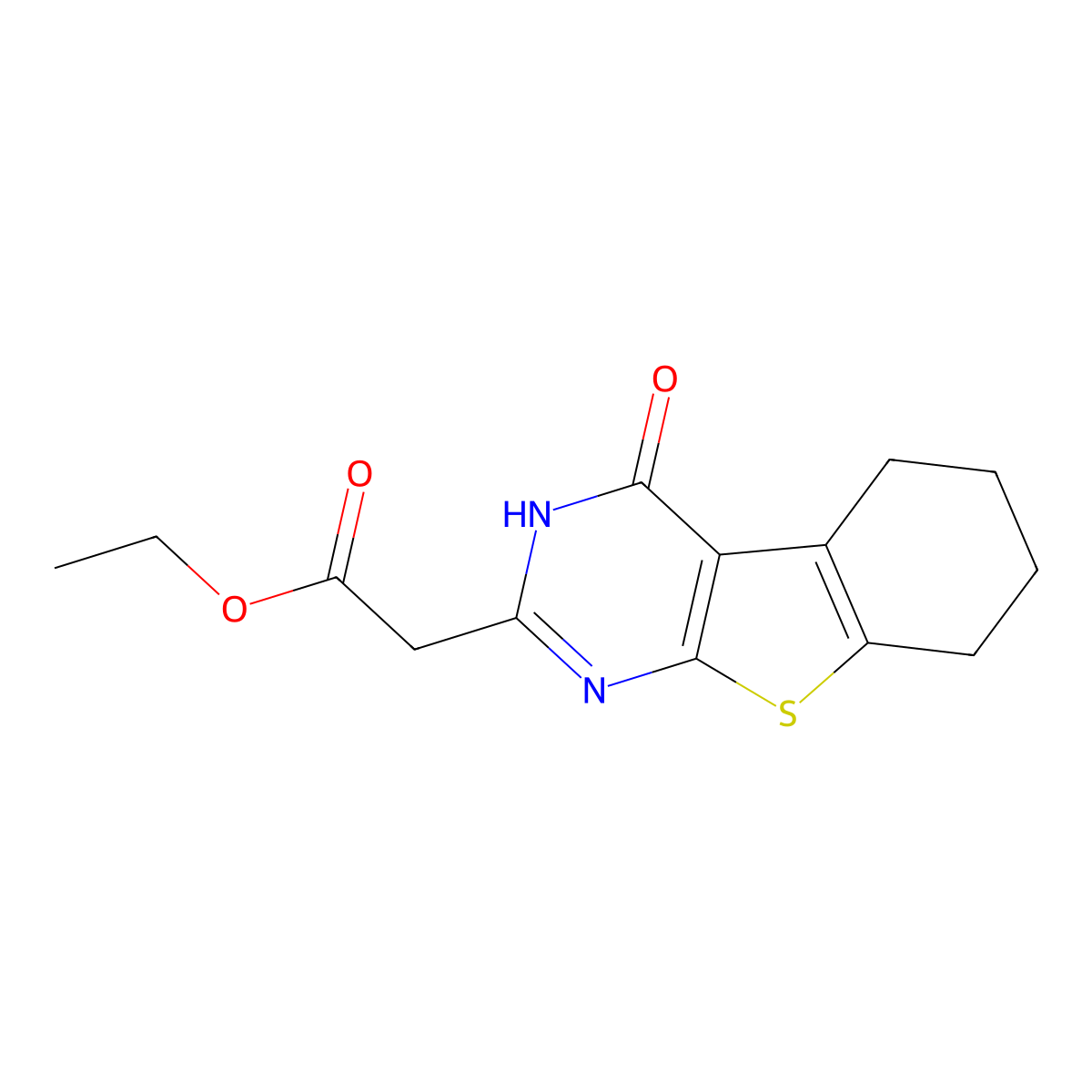 Ethyl (4-hydroxy-5,6,7,8-tetrahydro[1]benzothieno[2,3-d]pyrimidin-2-yl)acetate molecular structure, CAS 18678-27-8