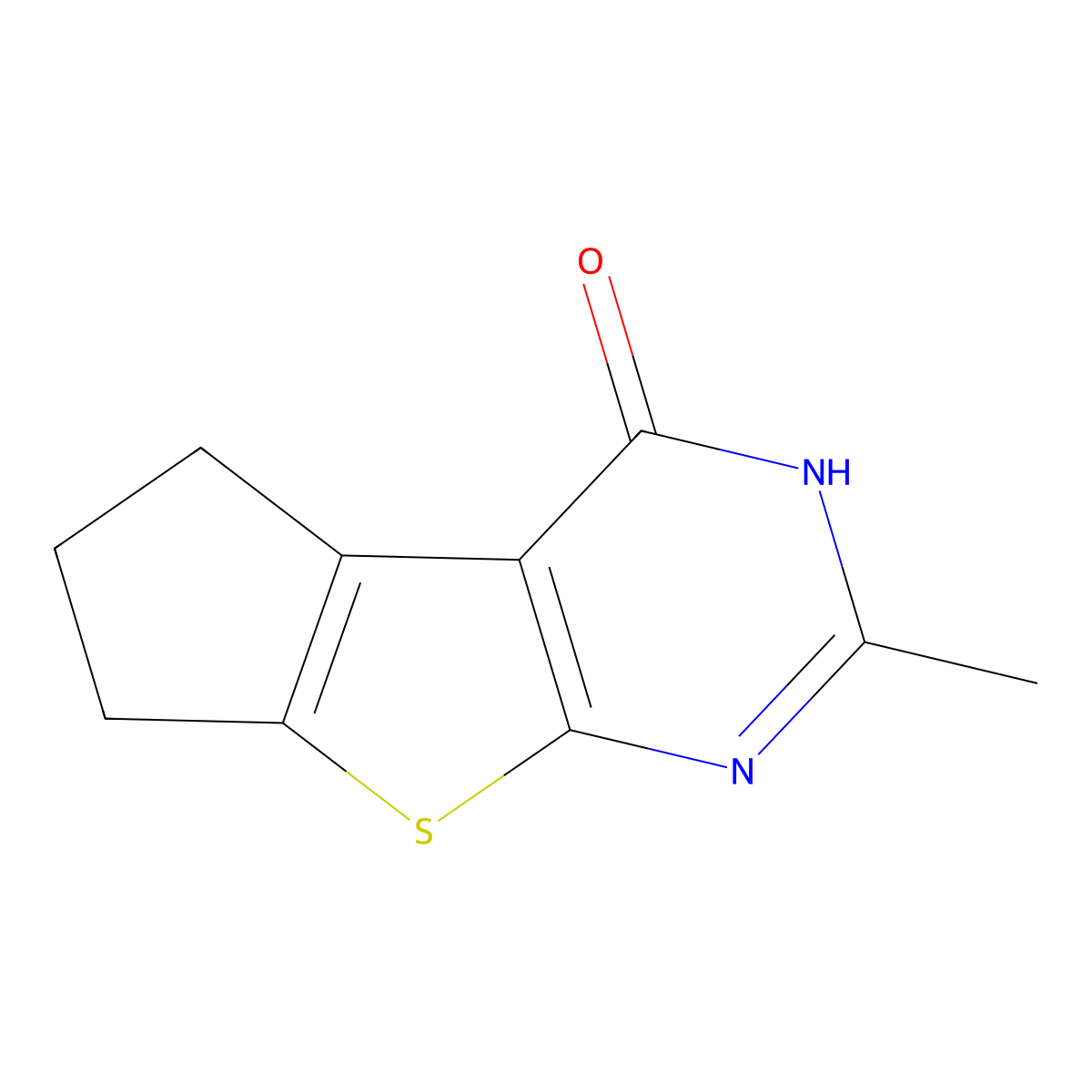 2-Methyl-3,5,6,7-Tetrahydro-4h-Cyclopenta[4,5]thieno[2,3-D]pyrimidin-4-One molecular structure, CAS 18678-29-0