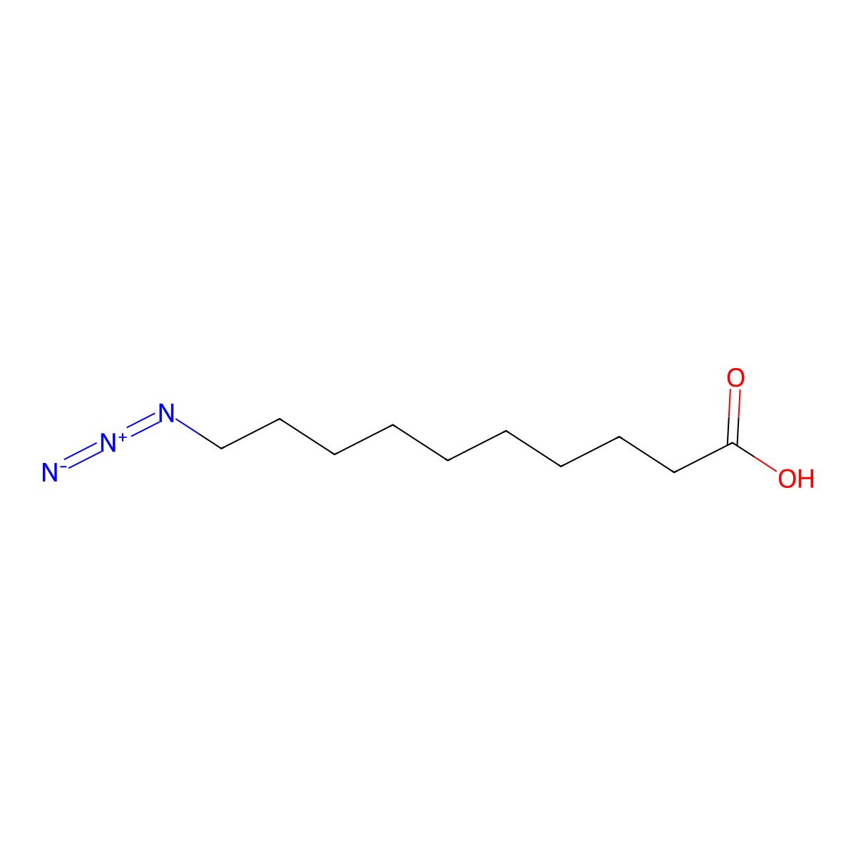 10-Azidodecanoic acid molecular structure, CAS 186788-32-9