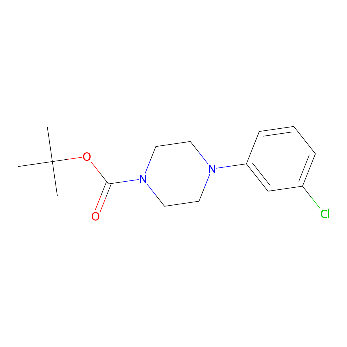 Tert-butyl 4-(3-chlorophenyl)piperazine-1-carboxylate molecular structure, CAS 186790-11-4