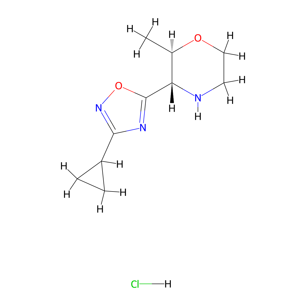 (2R,3S)-3-(3-cyclopropyl-1,2,4-oxadiazol-5-yl)-2-methylmorpholine hydrochloride molecular structure, CAS 1867912-68-2