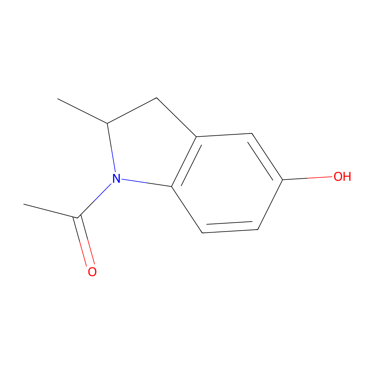 1-(5-hydroxy-2-methyl-2,3-dihydro-1H-indol-1-yl)ethan-1-one molecular structure, CAS 186792-92-7