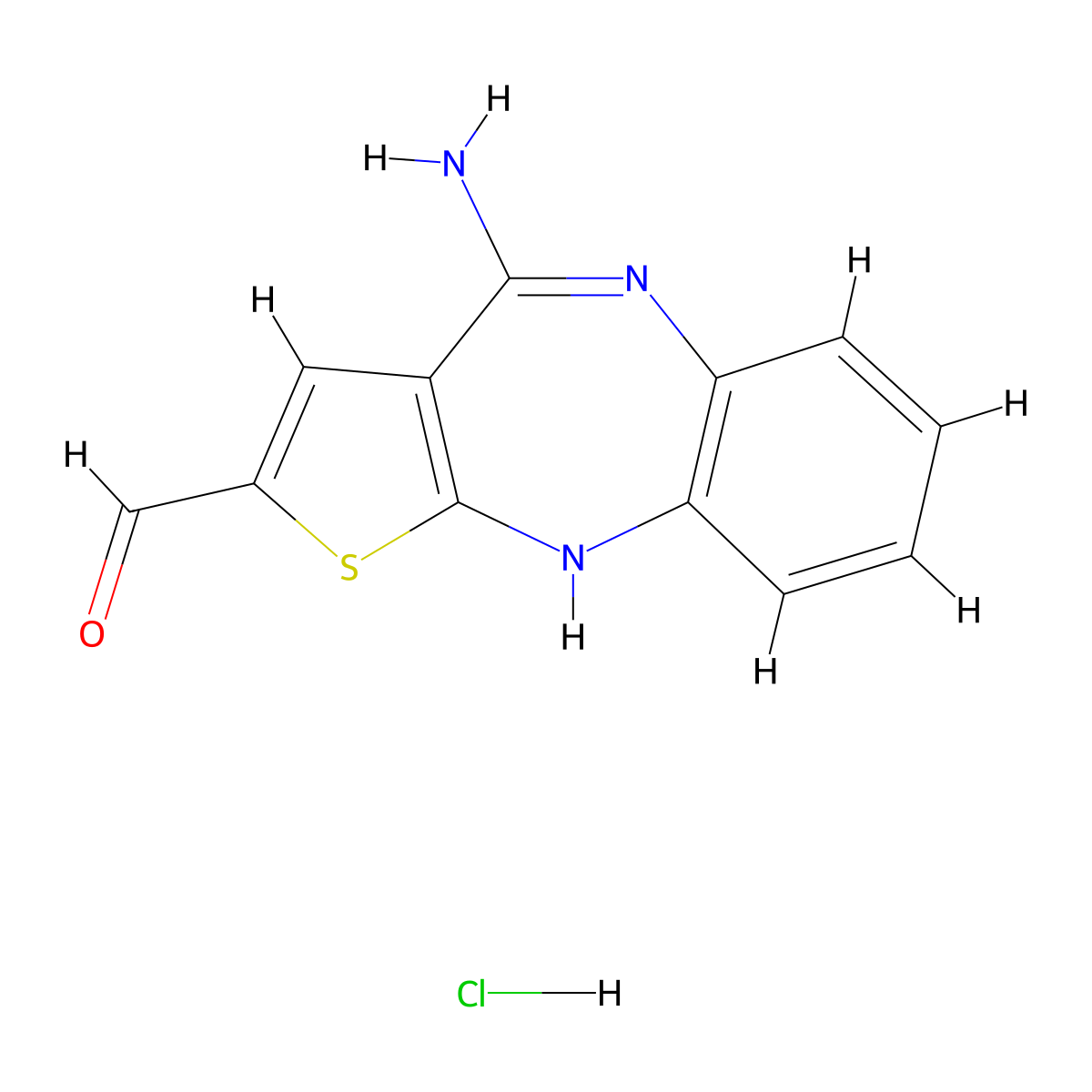 4-Aminothieno[2,3-b][1,5]benzodiazepine-2-carboxaldehyde Hydrochloride molecular structure, CAS 186792-96-1