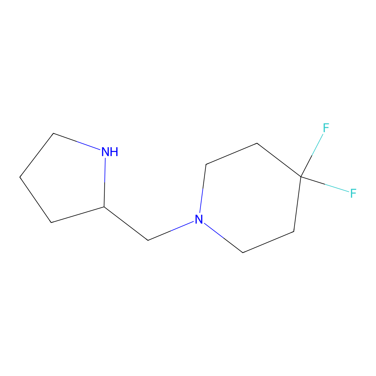 4,4-difluoro-1-{[(2S)-pyrrolidin-2-yl]methyl}piperidine molecular structure, CAS 1867938-31-5