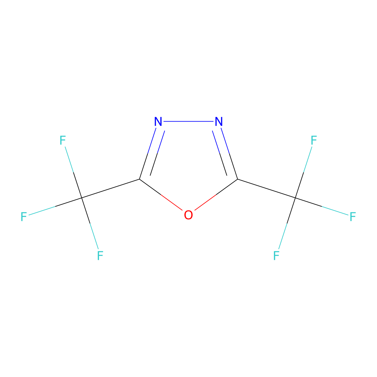 2,5-Bis(trifluoromethyl)-1,3,4-oxadiazole molecular structure, CAS 1868-48-0