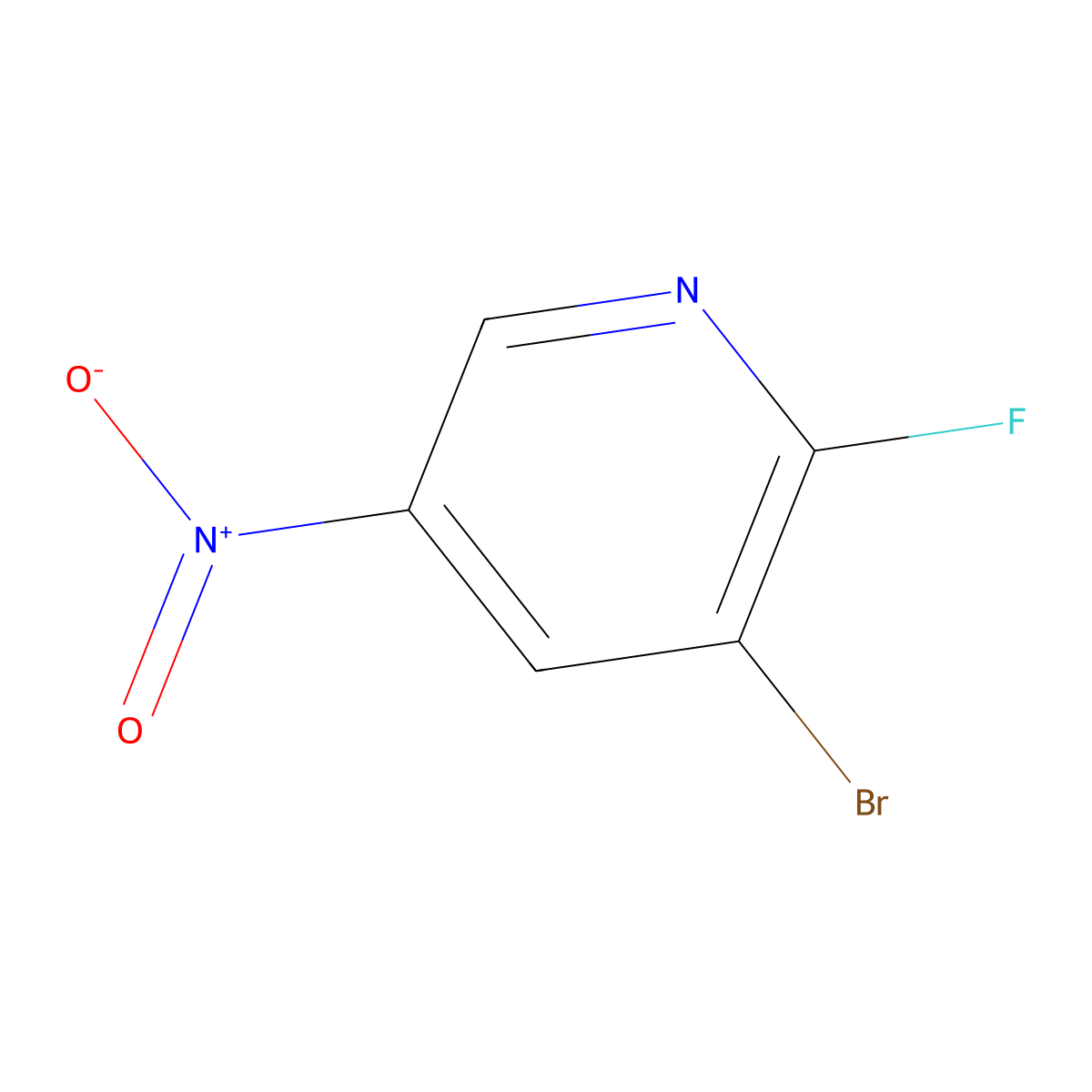 3-Bromo-2-fluoro-5-nitropyridine molecular structure, CAS 1868-58-2