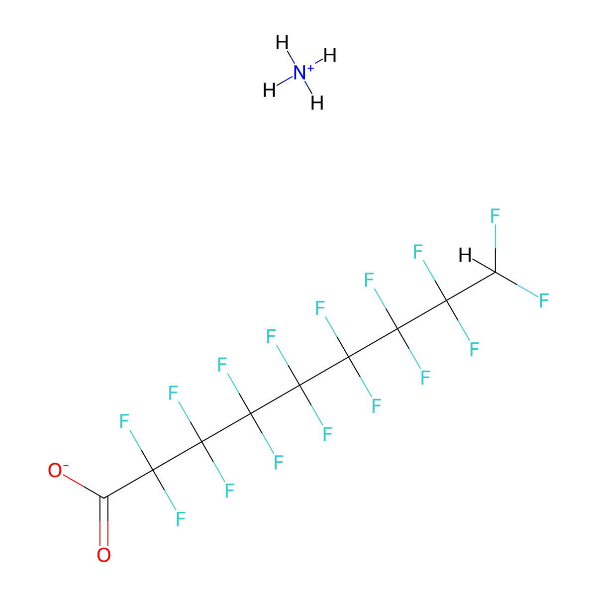 Ammonium hexadecafluorononanoate molecular structure, CAS 1868-86-6