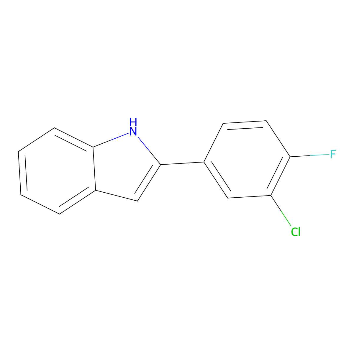 2-(3-Chloro-4-fluorophenyl)indole molecular structure, CAS 1868-88-8