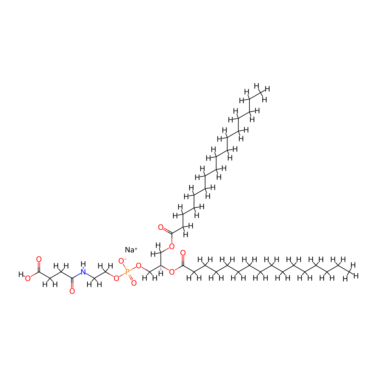 Sodium (2R)-2,3-bis(hexadecanoyloxy)propyl 2-(3-carboxypropanamido)ethyl phosphate molecular structure, CAS 186800-61-3