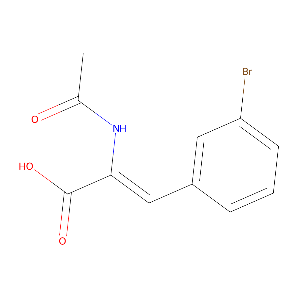 2-Propenoic acid, 2-(acetylamino)-3-(3-bromophenyl)-, (2Z)- molecular structure, CAS 186803-03-2