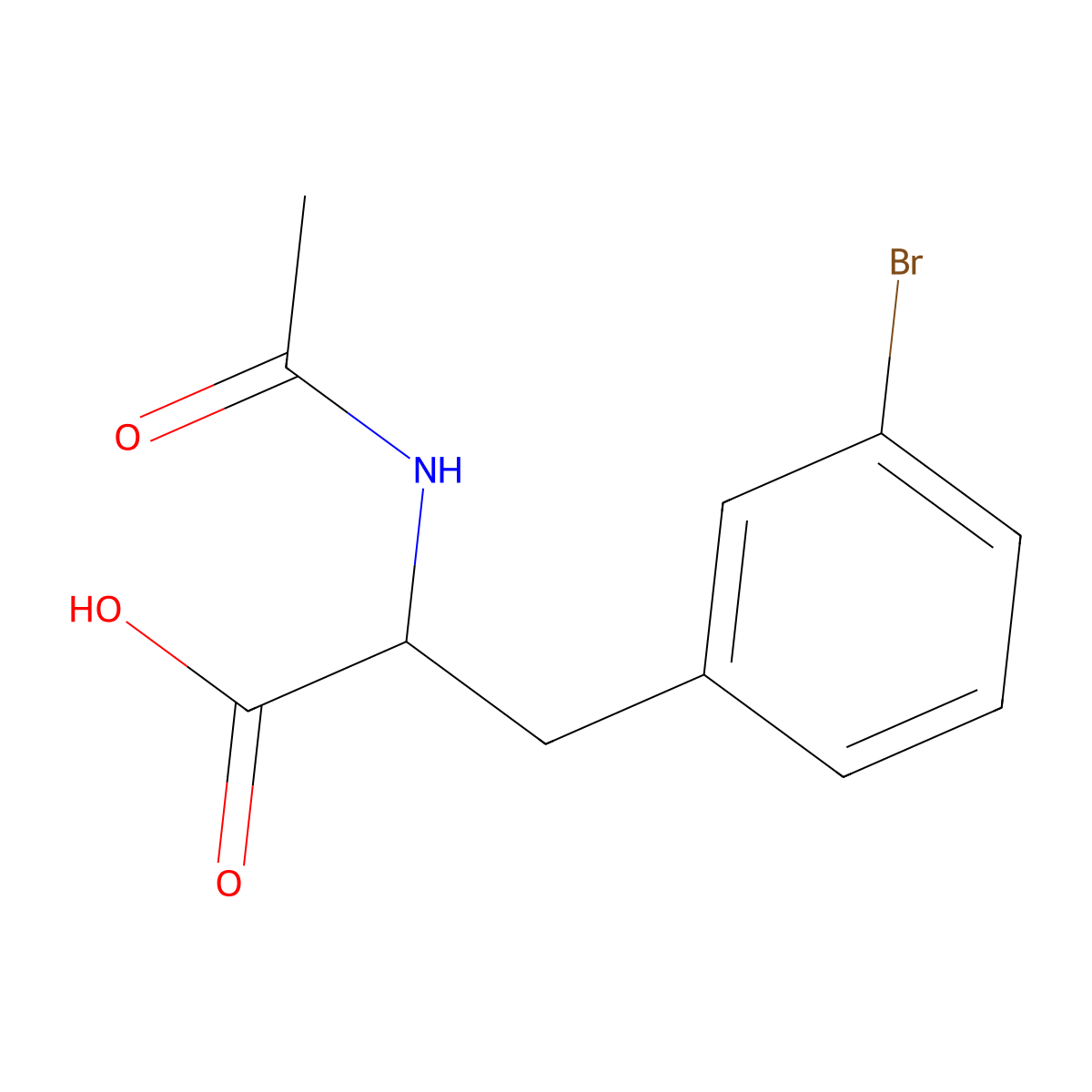 (2S)-3-(3-bromophenyl)-2-acetamidopropanoic acid molecular structure, CAS 186803-04-3